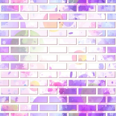 Behang Bakstenen muur met kleuren