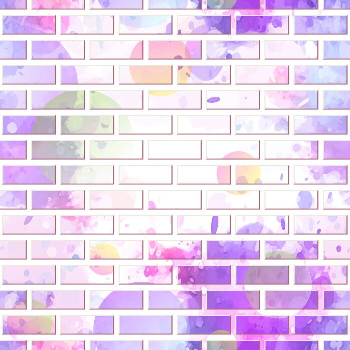 Behang Bakstenen muur met kleuren