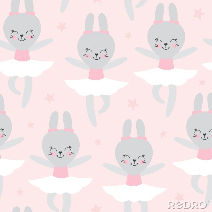 Behang Balletkonijntjes