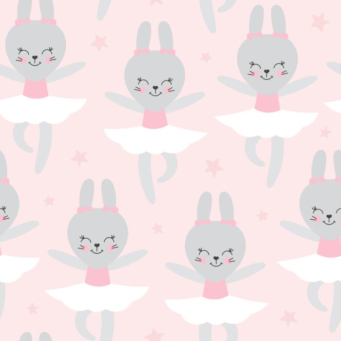 Behang Balletkonijntjes