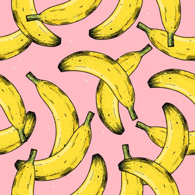 Behang Bananen op een roze achtergrond