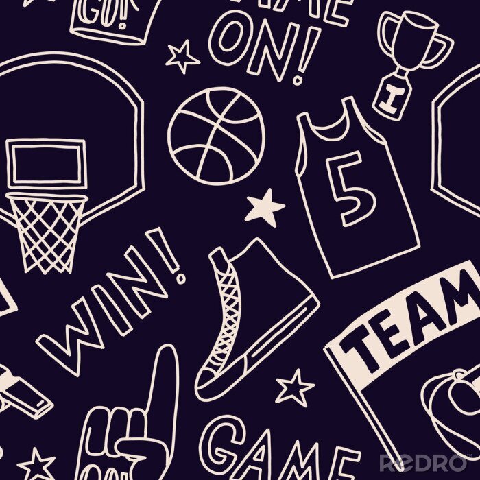 Behang basketball pattern seamless design graphic