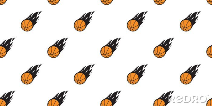 Behang basketball Seamless pattern vector fire sport tile background scarf isolated repeat wallpaper