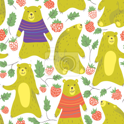 Behang Bears Love Raspberry