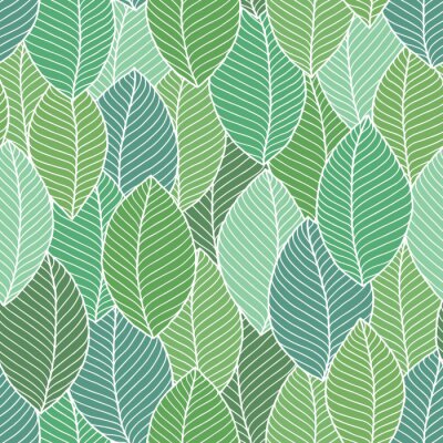 Behang Beautiful spring leaves seamless pattern