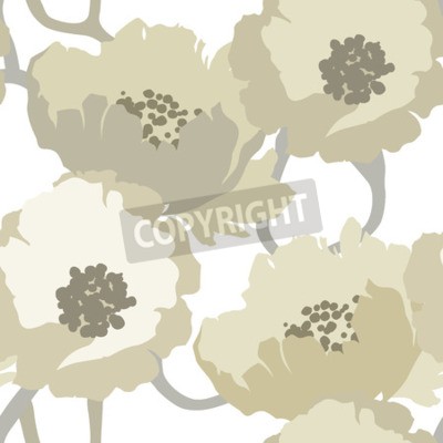 Behang Beige bloemen