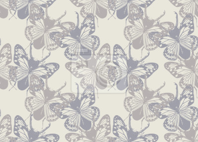 Behang Beige delicate vlinders