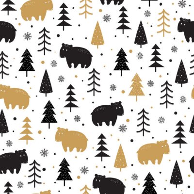 Behang Berenwelpen in het Scandinavische bos