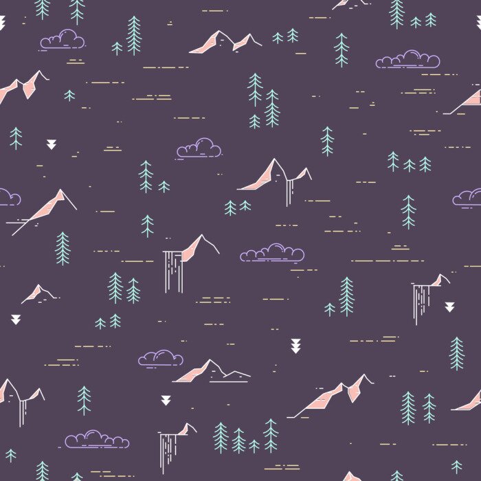 Behang Bergen in de nachtelijke aura