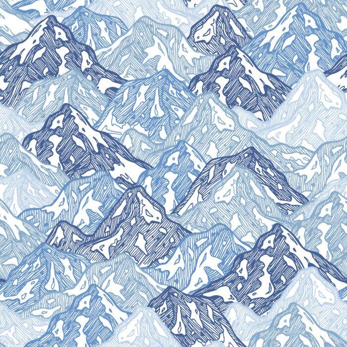 Behang Bergen naadloos patroon. Leuke bergen abstracte illustratie. Vector illustratie