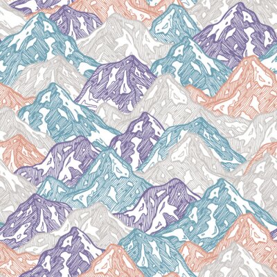 Behang Bergen naadloos patroon. Leuke bergen kind illustratie. Vector illustratie