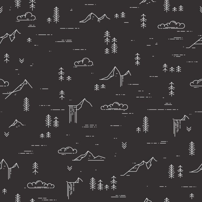 Behang Bergen zwart en wit minimaal