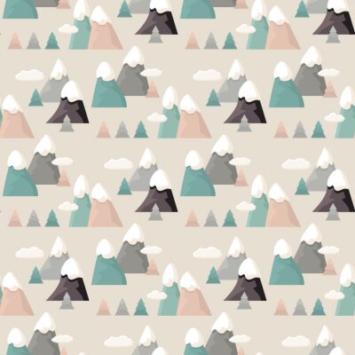 Behang Berglandschap in pastelkleuren