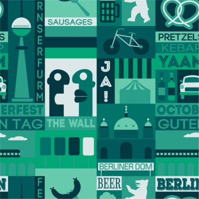 Behang Berlin city seamless pattern design