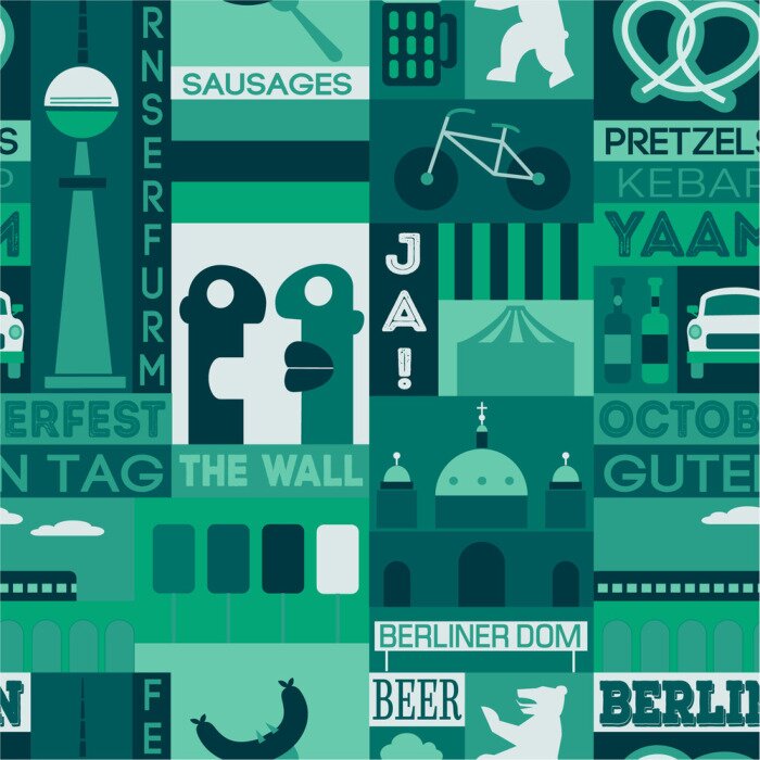 Behang Berlin city seamless pattern design