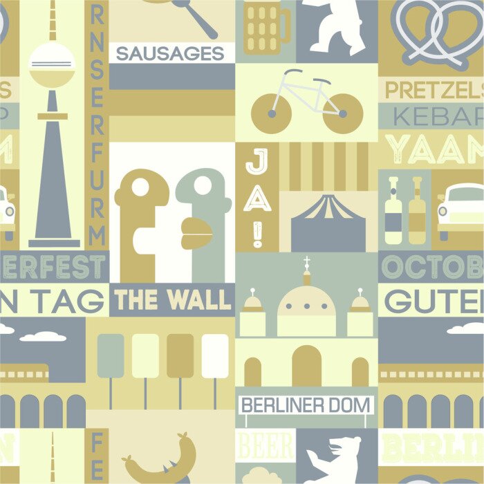 Behang Berlin city seamless pattern design