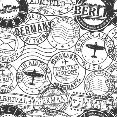 Behang Berlin Germany Stamps. City Stamp Vector Art. Postal Passport Travel. Design Set Pattern.
