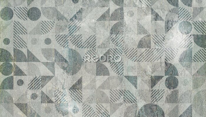 Behang Betonnen muur met een gebeeldhouwd patroon