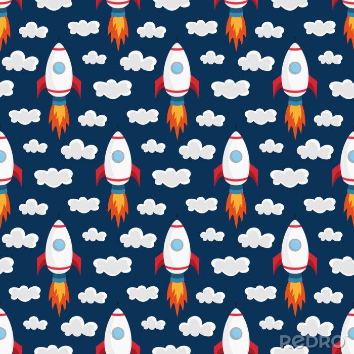 Behang Bewolkte ruimtevlucht