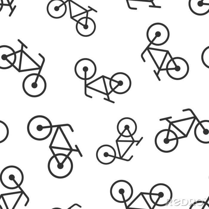 Behang Bicycle sign icon seamless pattern background. Bike vector illustration on white isolated background. Cycling business concept.