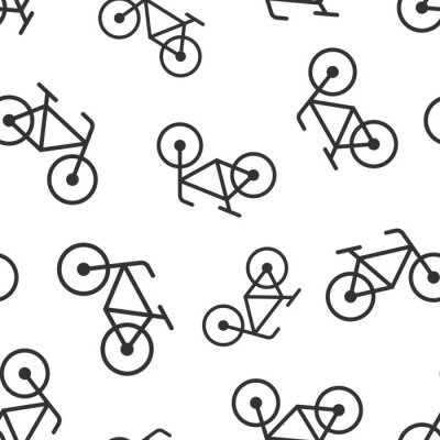 Behang Bicycle sign icon seamless pattern background. Bike vector illustration on white isolated background. Cycling business concept.