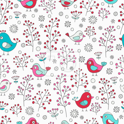 Behang Bird En Bessen