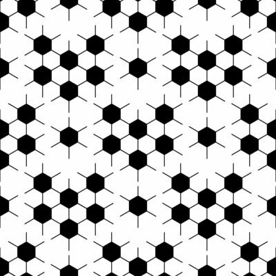 Behang Black and white hexagon soccer ball seamless pattern, vector