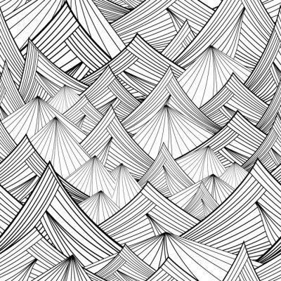 black and white vector seamless pattern of mountain