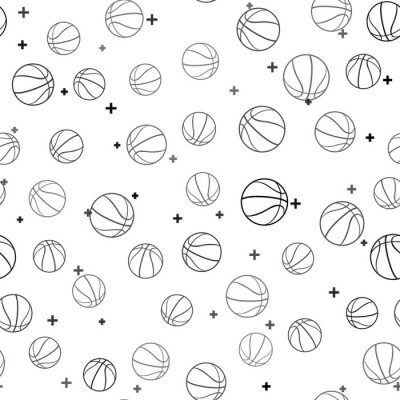 Behang Black Basketball ball icon isolated seamless pattern on white background. Sport symbol. Vector Illustration