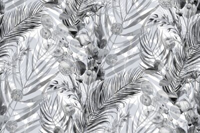 Bladeren van bomen en gras in grijs