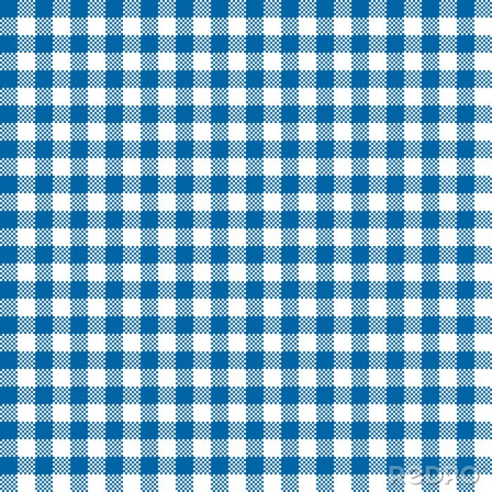 Behang Blauw en wit geruit patroon