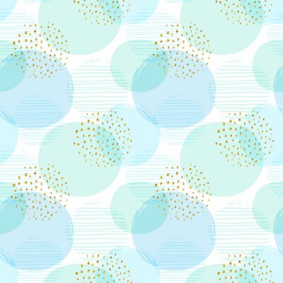 Behang Blauw motief in doorschijnende cirkels