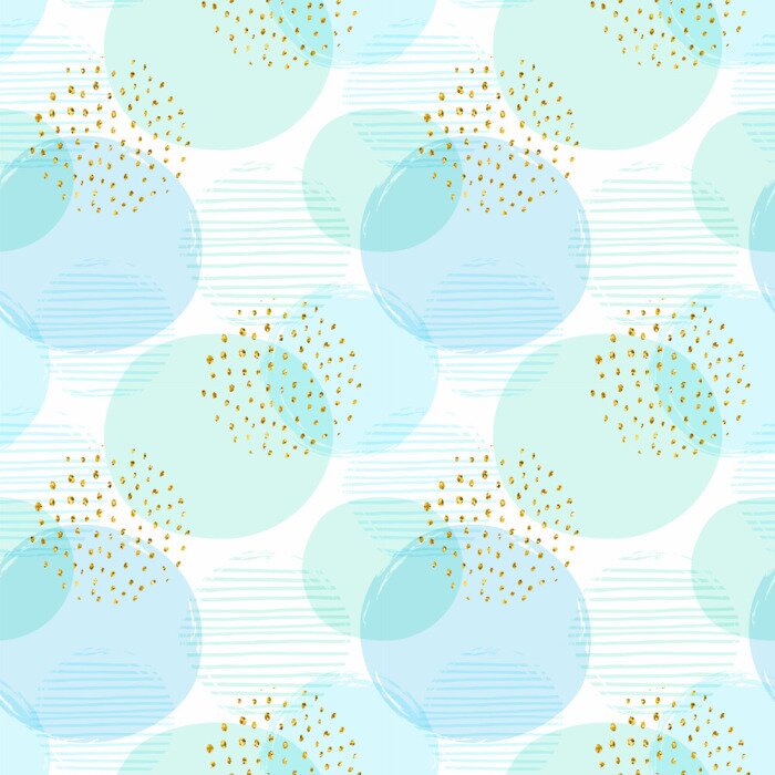 Behang Blauw motief in doorschijnende cirkels