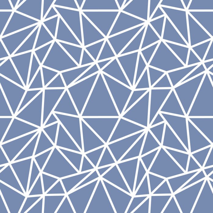 Behang Blauw motief met chaotische lijnen