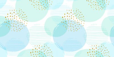 Behang Blauw patroon in aquarel cirkels