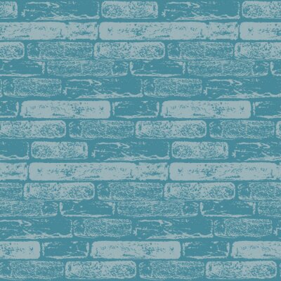 Behang Blauw patroon met baksteen
