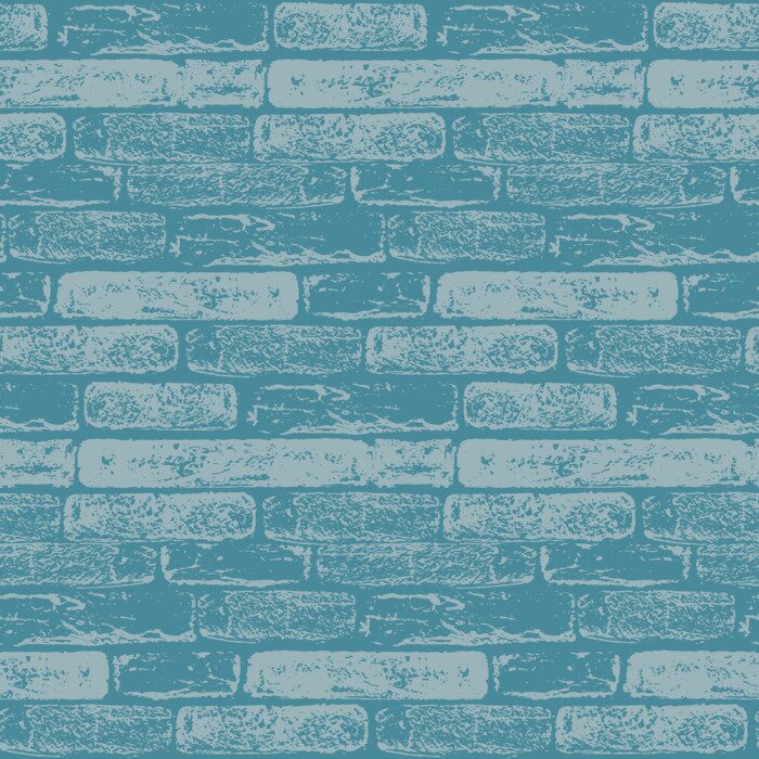 Behang Blauw patroon met baksteen