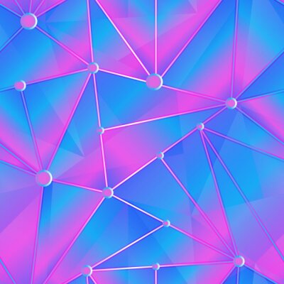 Behang Blauw-roze driehoek dessin