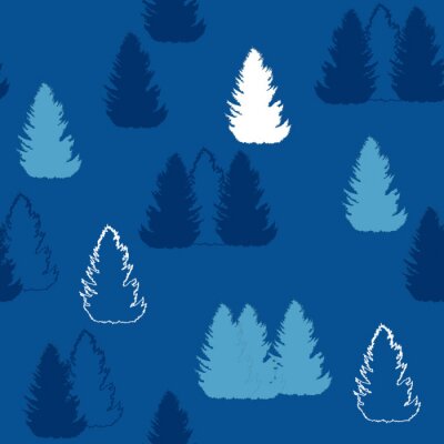 Behang blauw vuren forrest naadloos patroon