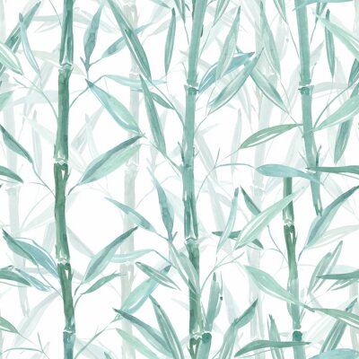 Behang Blauwe bamboe op een witte achtergrond