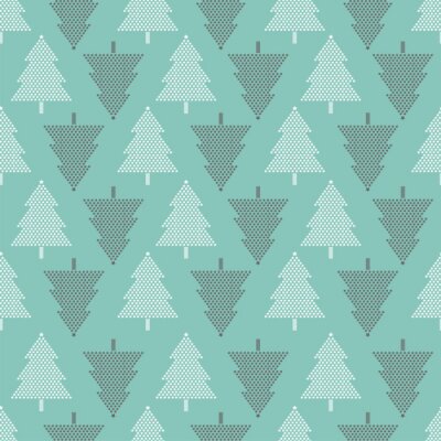 Behang Blauwe delicate kerstbomen