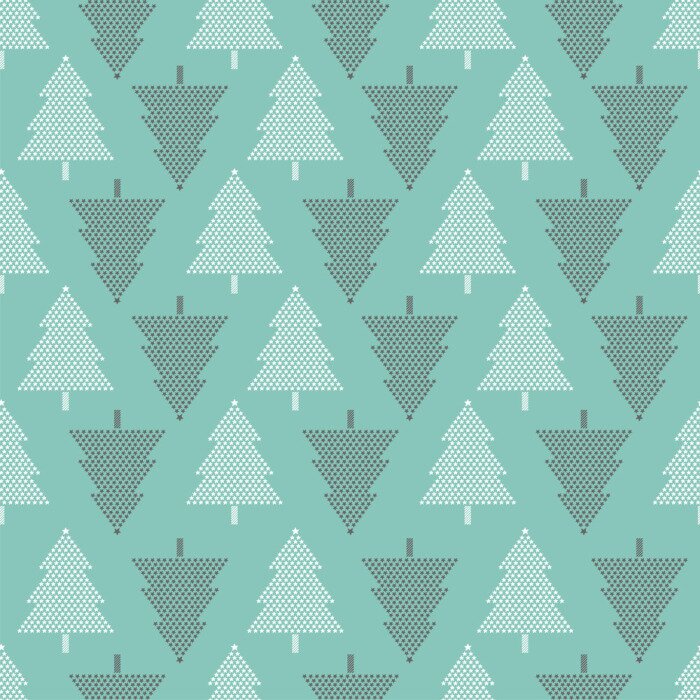 Behang Blauwe delicate kerstbomen