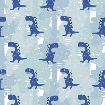 Blauwe dinosaurussen op een blauwe achtergrond
