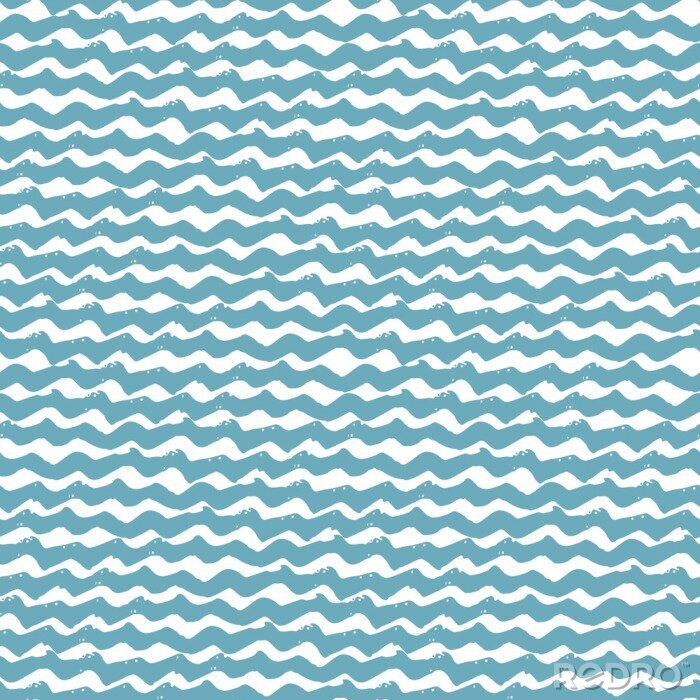 Behang Blauwe golven op een witte achtergrond