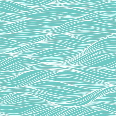 Behang Blauwe grafische golven