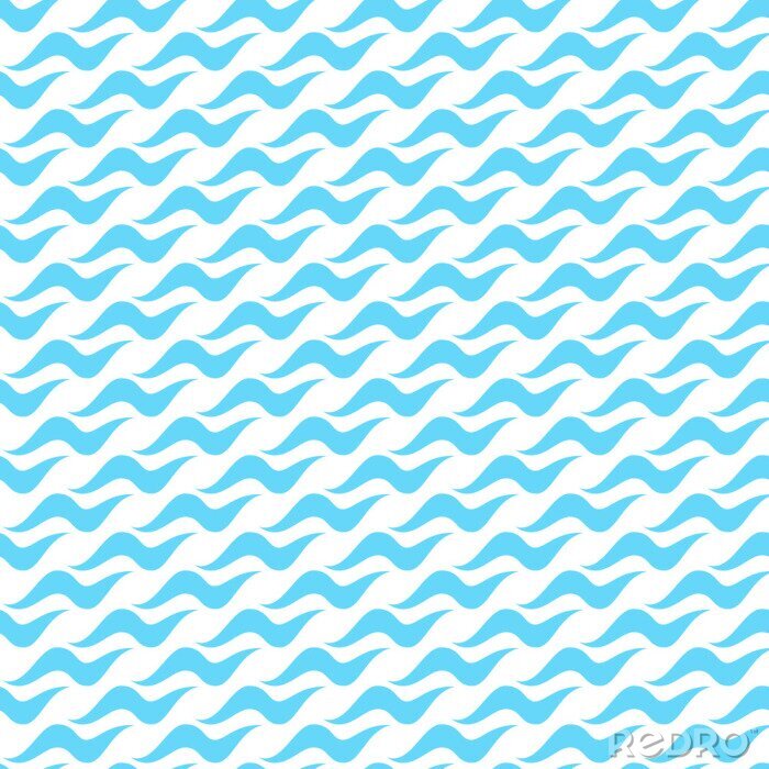 Behang Blauwe kleine golven op een witte achtergrond