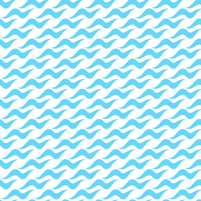 Behang Blauwe kleine golven op een witte achtergrond