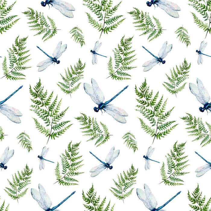 Behang Blauwe libellen tussen bladeren