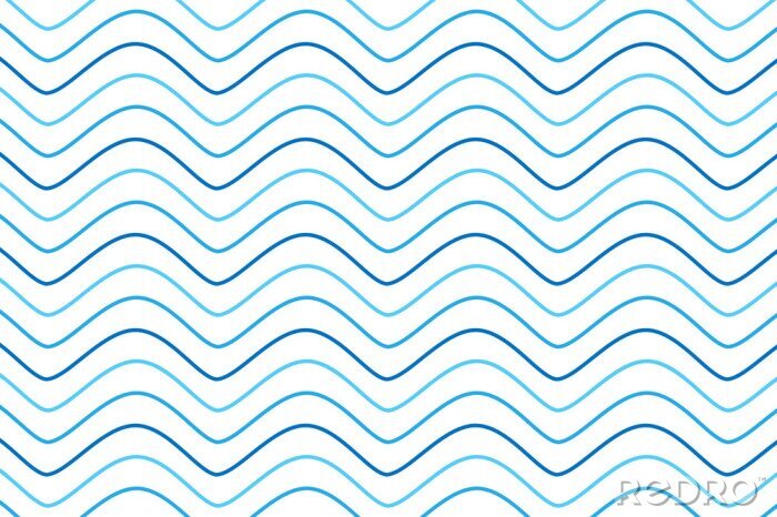 Behang Blauwe lijnen als zeegolven