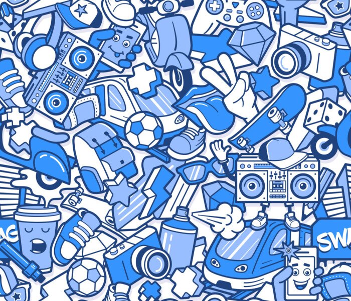 Behang Blauwe schaatsgraffiti